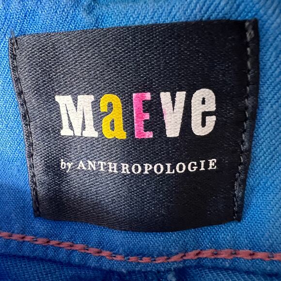 Anthropologie Maeve Pants Womens Size 30 Bright Blue The Collette Linen Wide Leg - Picture 2 of 16